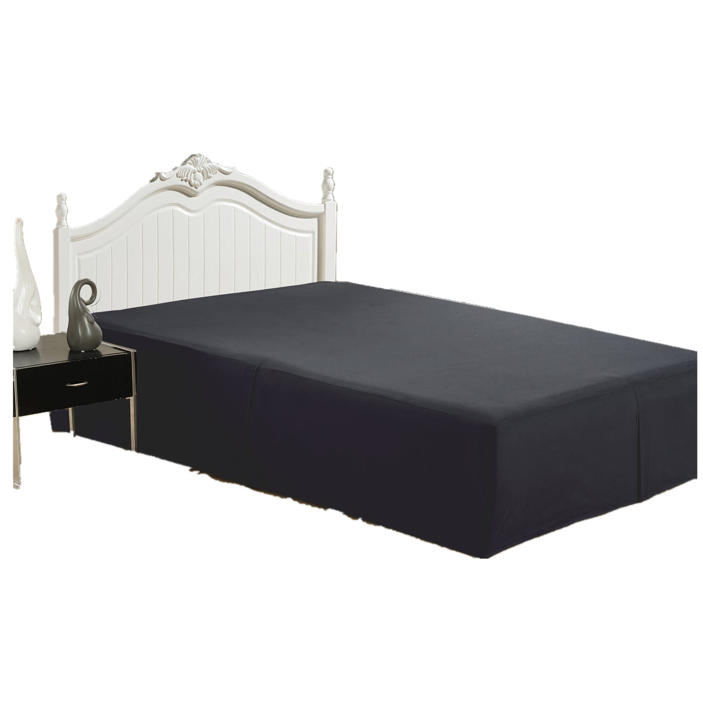 Solid Tailored Rayon from Bamboo Soft Bedskirt All Season Deep Pocket Dust Ruffle Bed Skirt, Black