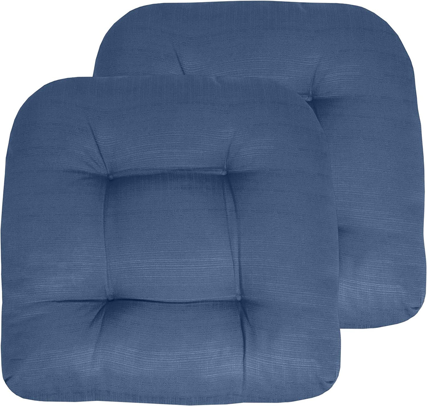 Premium Thick Comfy Seat Patio Pad Tufted Textured Solid Outdoor Chair Cushion 19 x 19 x 4 Inch, Blue