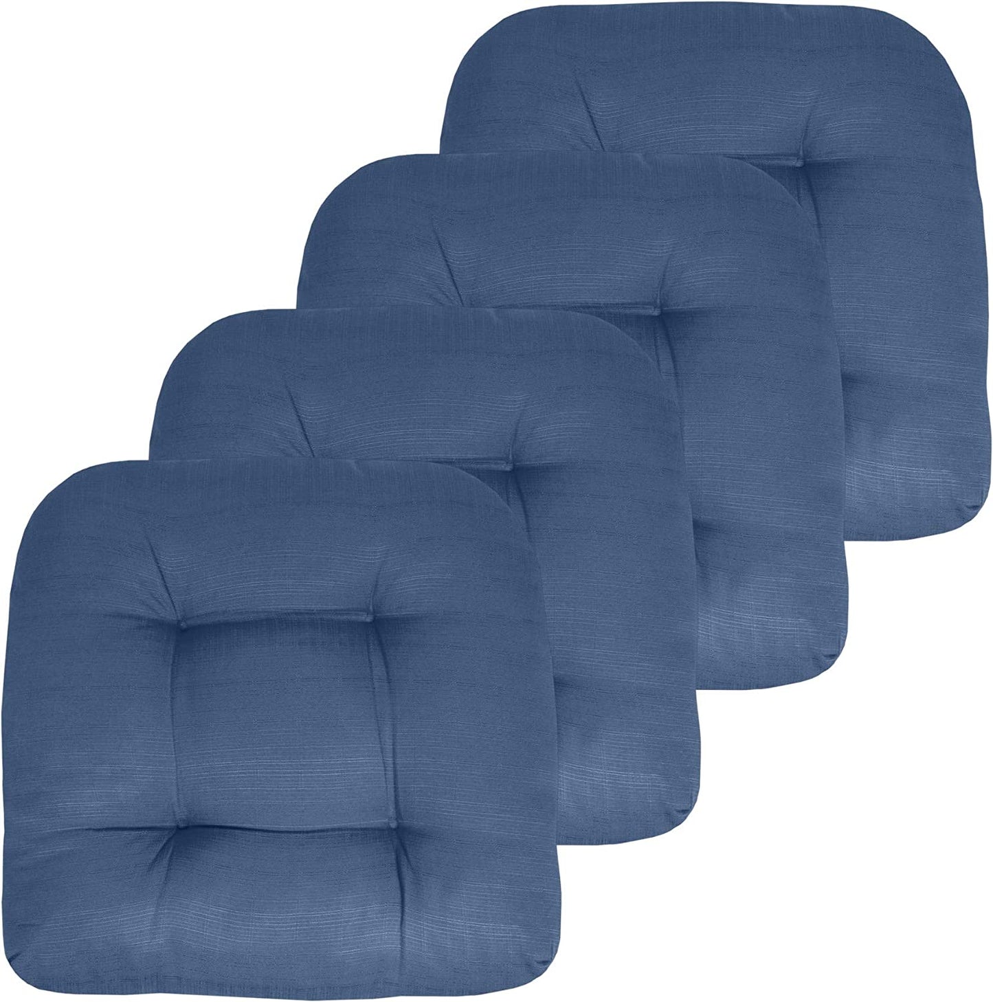 Premium Thick Comfy Seat Patio Pad Tufted Textured Solid Outdoor Chair Cushion 19 x 19 x 4 Inch, Blue