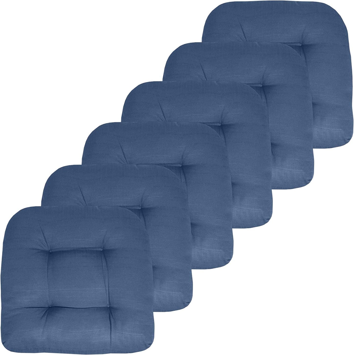 Premium Thick Comfy Seat Patio Pad Tufted Textured Solid Outdoor Chair Cushion 19 x 19 x 4 Inch, Blue