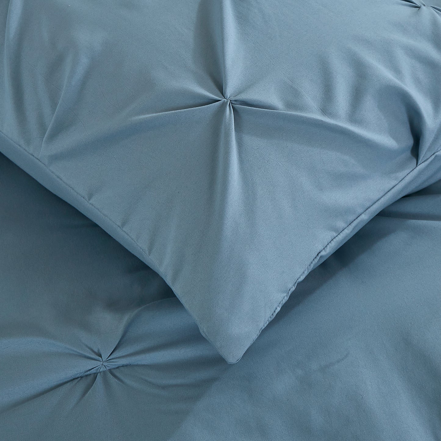 Pintuck Soft Luxury Fluffy Goose Down Alternative Solid Geometric Tufted Bedding Pinch Pleated Comforter Set, Blue