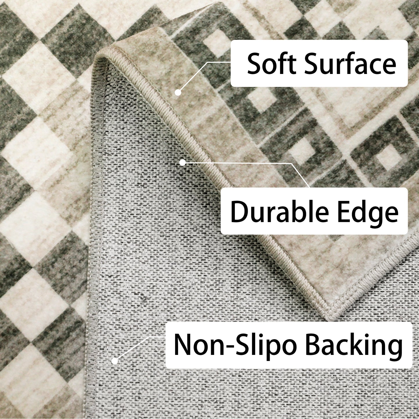 Decor Non-Slip Back Soft Area Carpet Floor Area Rug Indoor Accent Decorative Mat, Modern Vintage Boho Brown Gray Geometric Design, 5 x 7 Feet