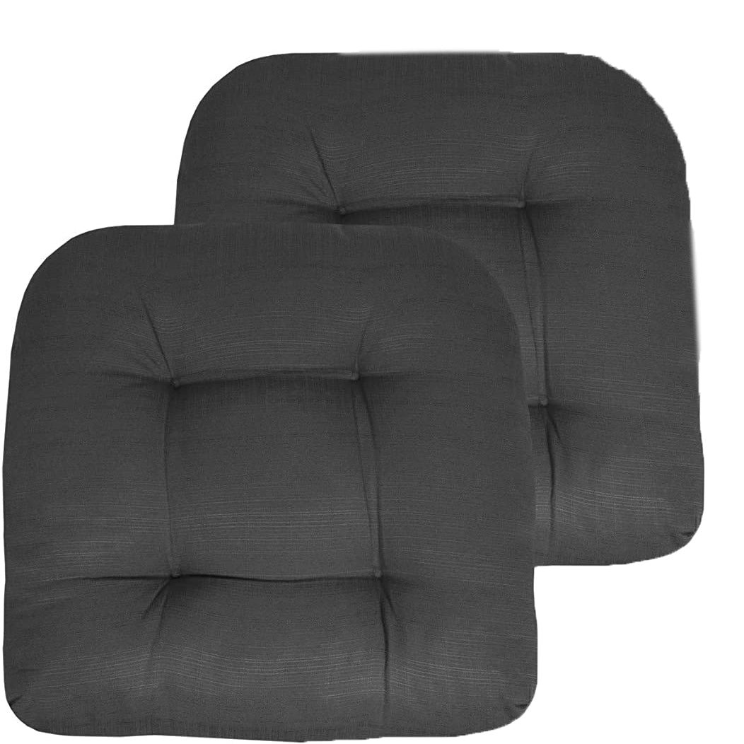Premium Thick Comfy Seat Patio Pad Tufted Textured Solid Outdoor Chair Cushion 19 x 19 x 4 Inch, Charcoal Grey