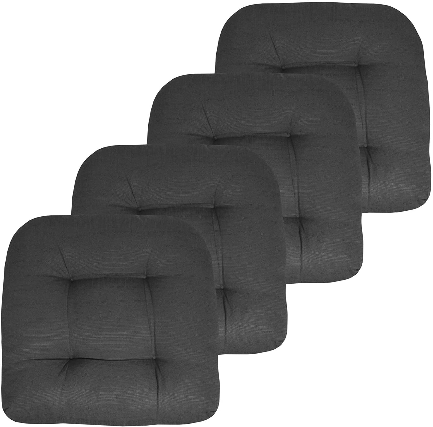 Premium Thick Comfy Seat Patio Pad Tufted Textured Solid Outdoor Chair Cushion 19 x 19 x 4 Inch, Charcoal Grey