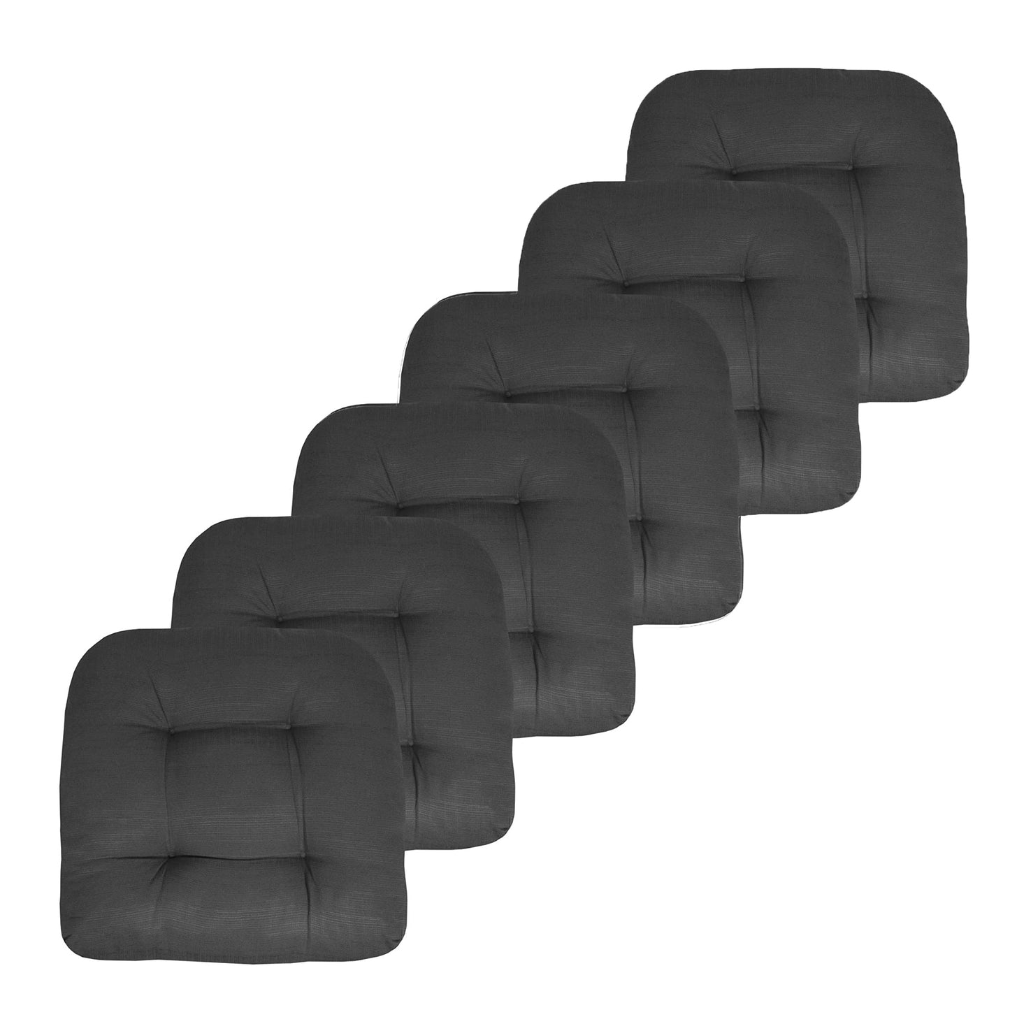 Premium Thick Comfy Seat Patio Pad Tufted Textured Solid Outdoor Chair Cushion 19 x 19 x 4 Inch, Charcoal Grey