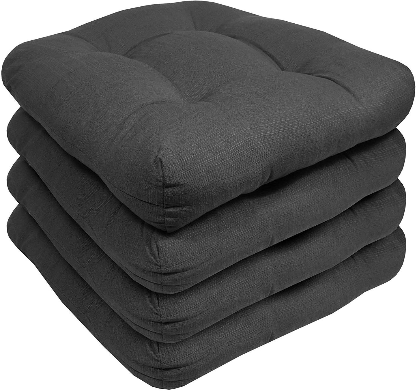 Premium Thick Comfy Seat Patio Pad Tufted Textured Solid Outdoor Chair Cushion 19 x 19 x 4 Inch, Charcoal Grey