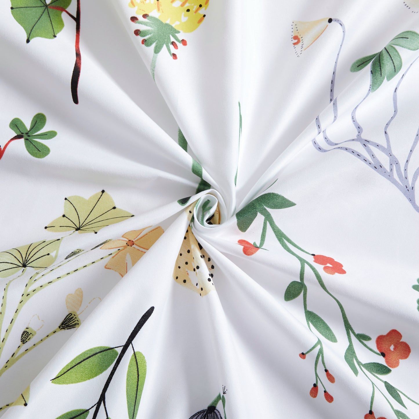 Printed Rayon from Bamboo Soft Bedding Silky Zipper All Season Duvet Cover Set, Colorful Floral Forest