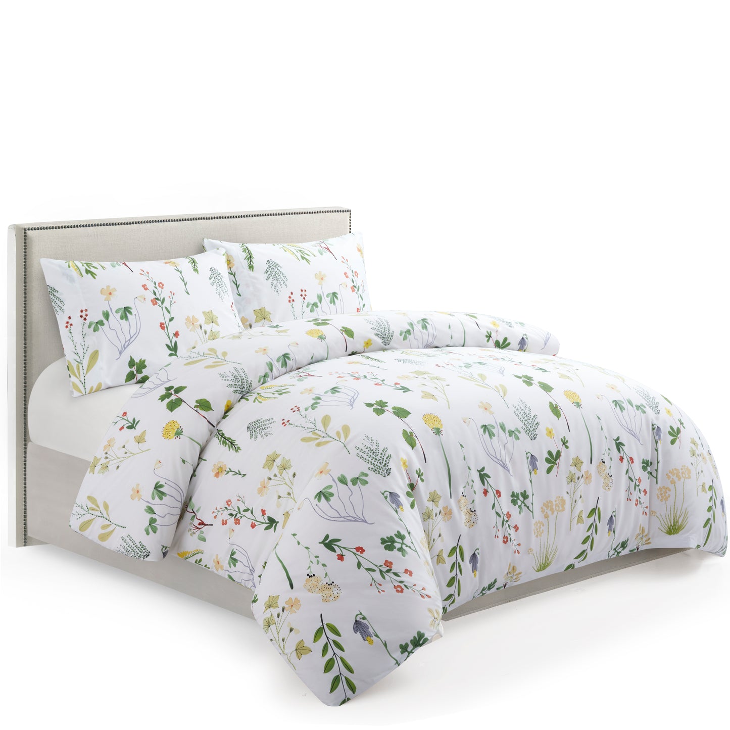 Printed Rayon from Bamboo Soft Bedding Silky Zipper All Season Duvet Cover Set, Colorful Floral Forest