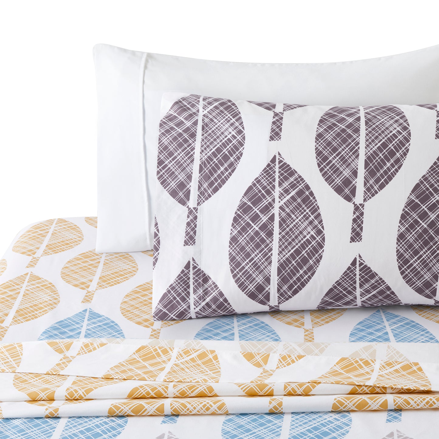Printed Rayon from Bamboo Soft Bedding Silky Zipper All Season Duvet Cover Set, Modern Colorful Leaves