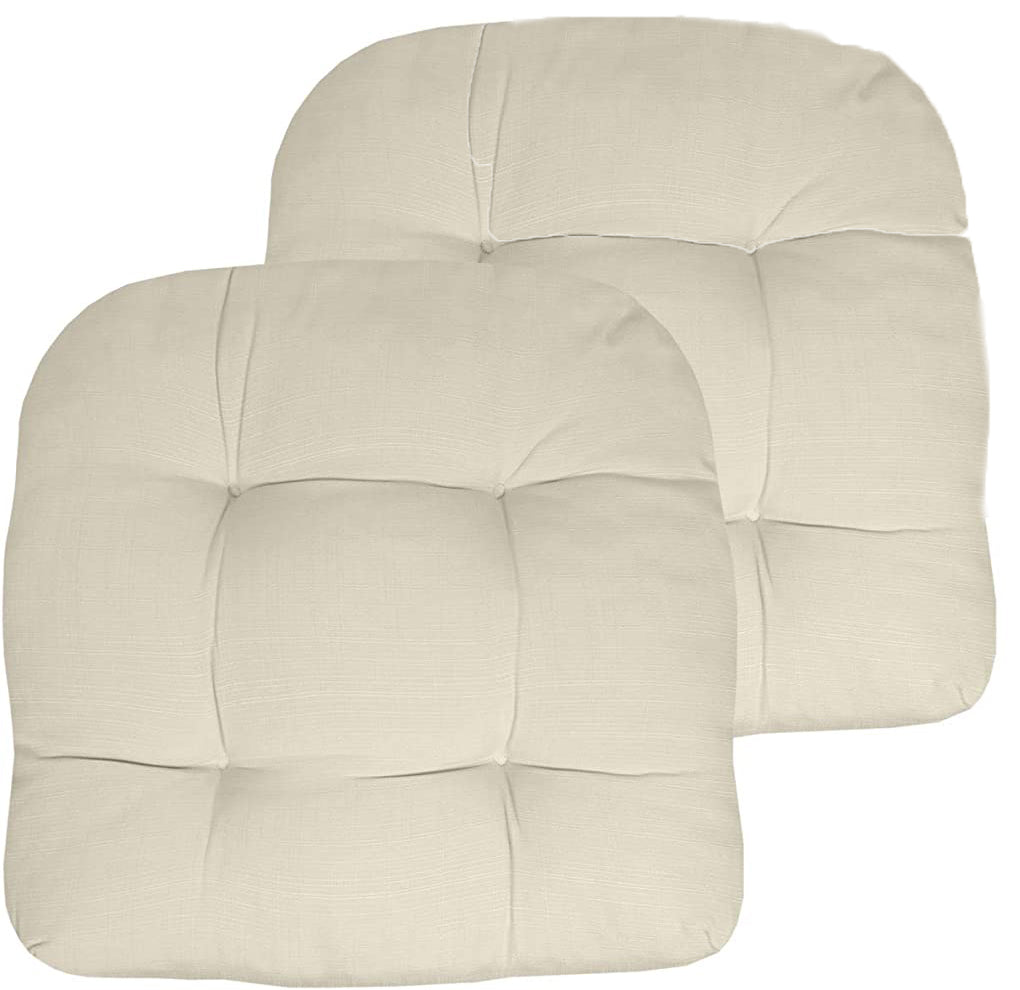 Premium Thick Comfy Seat Patio Pad Tufted Textured Solid Outdoor Chair Cushion 19 x 19 x 4 Inch, Cream