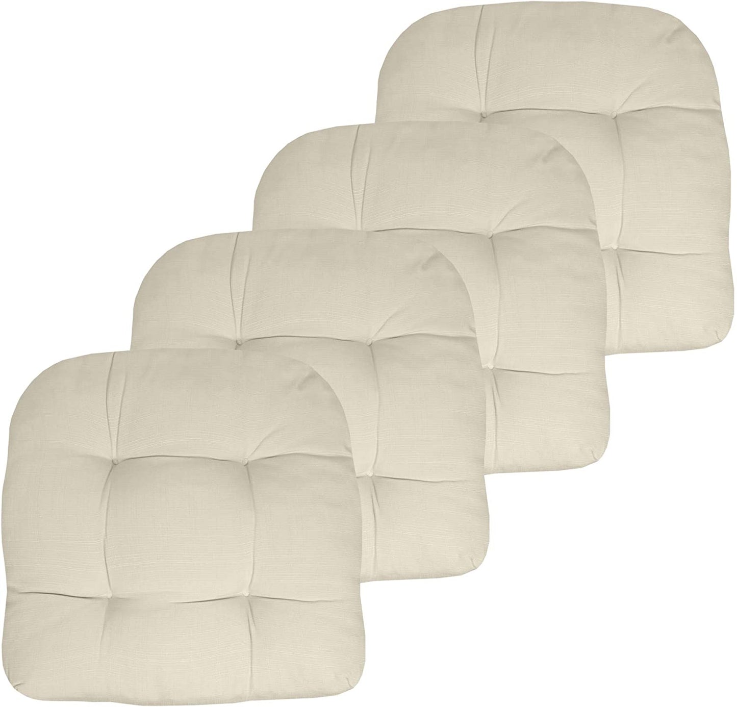 Premium Thick Comfy Seat Patio Pad Tufted Textured Solid Outdoor Chair Cushion 19 x 19 x 4 Inch, Cream
