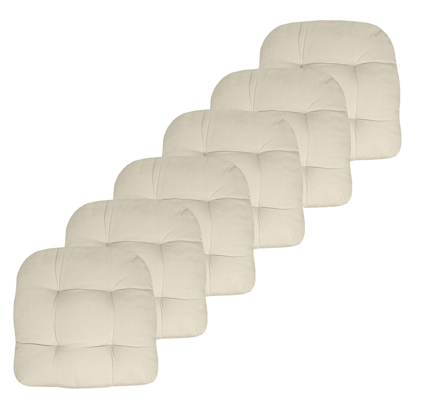 Premium Thick Comfy Seat Patio Pad Tufted Textured Solid Outdoor Chair Cushion 19 x 19 x 4 Inch, Cream