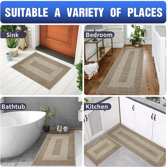 Decor Non-Slip Back Soft Runner Area Carpet Floor Area Rug Indoor Accent Decorative Mat, Diamond Taupe