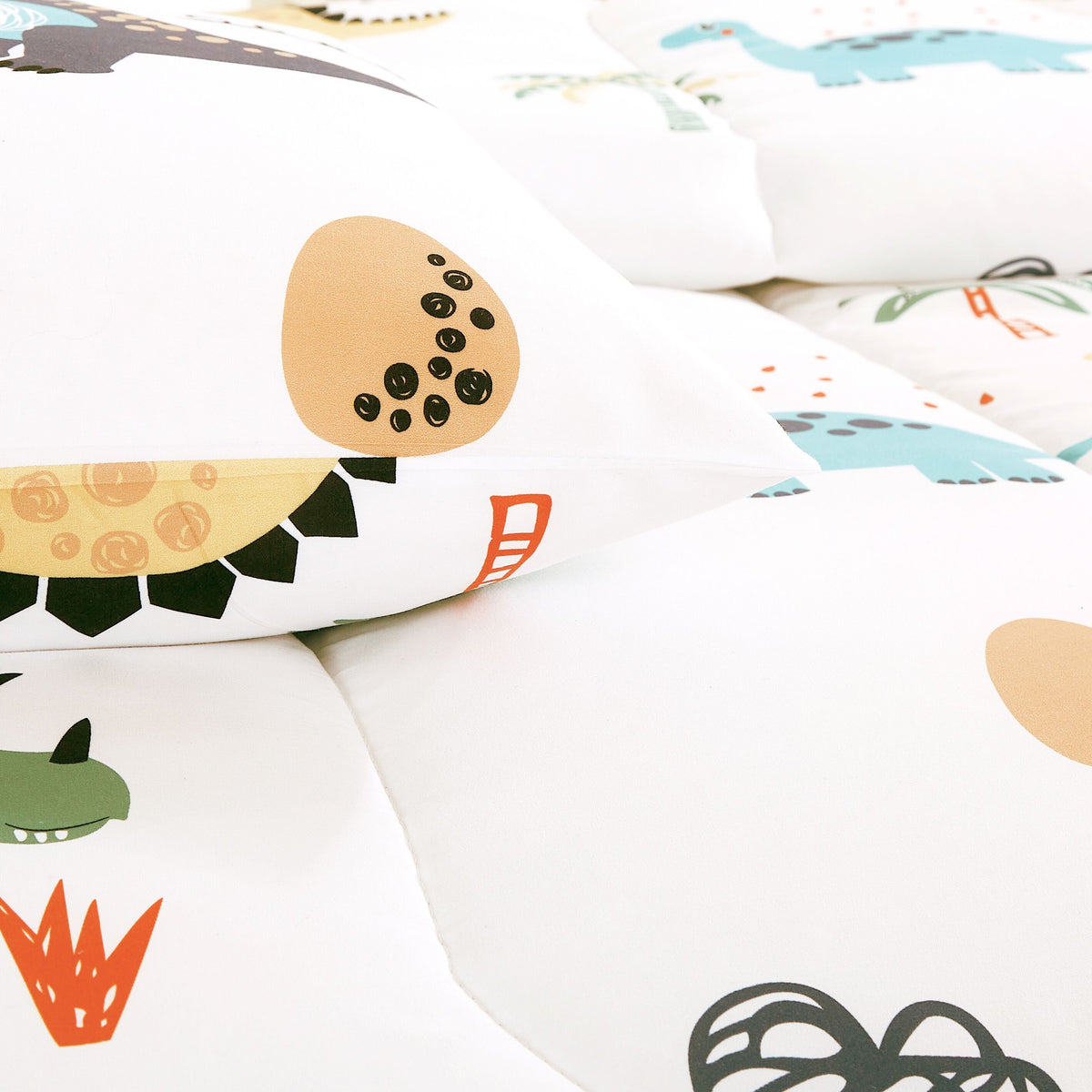 Home Decor Soft Luxury Fluffy Goose Down Alternative Bedding Kids Printed Comforter Set, Dino Cartoon Dinosaur Adventure Pattern
