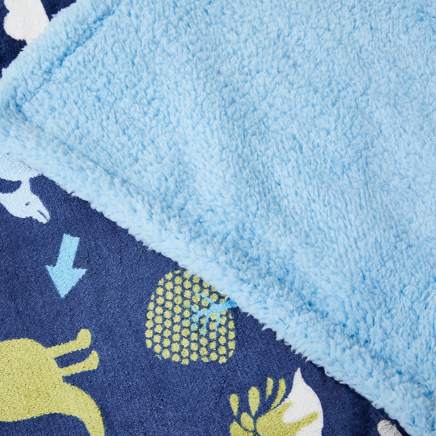 Kid Printed Fluffy Plush Soft Warm Flannel Fleece Children Throw Sherpa Kids Blanket, 30" x 40" Navy Blue Dinosaur Zoo