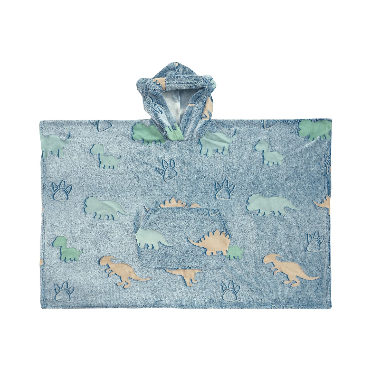 Glow in the Dark Kids Wearable Hoodie Blanket for Boys Girls Soft Warm Flannel Fleece Hooded Sweatshirt, 110 x 75 cm Dinosaur