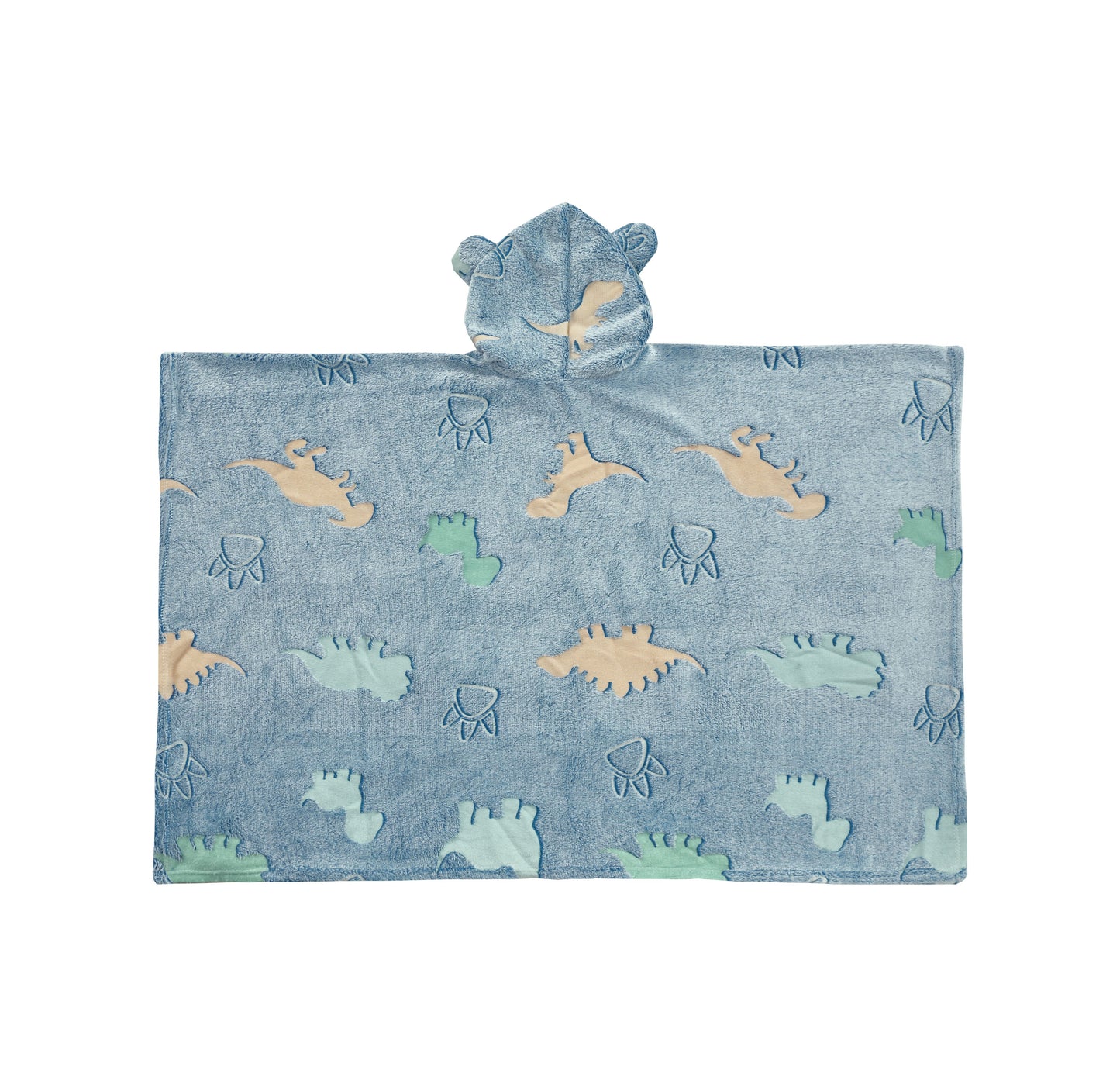 Glow in the Dark Kids Wearable Hoodie Blanket for Boys Girls Soft Warm Flannel Fleece Hooded Sweatshirt, 110 x 75 cm Dinosaur