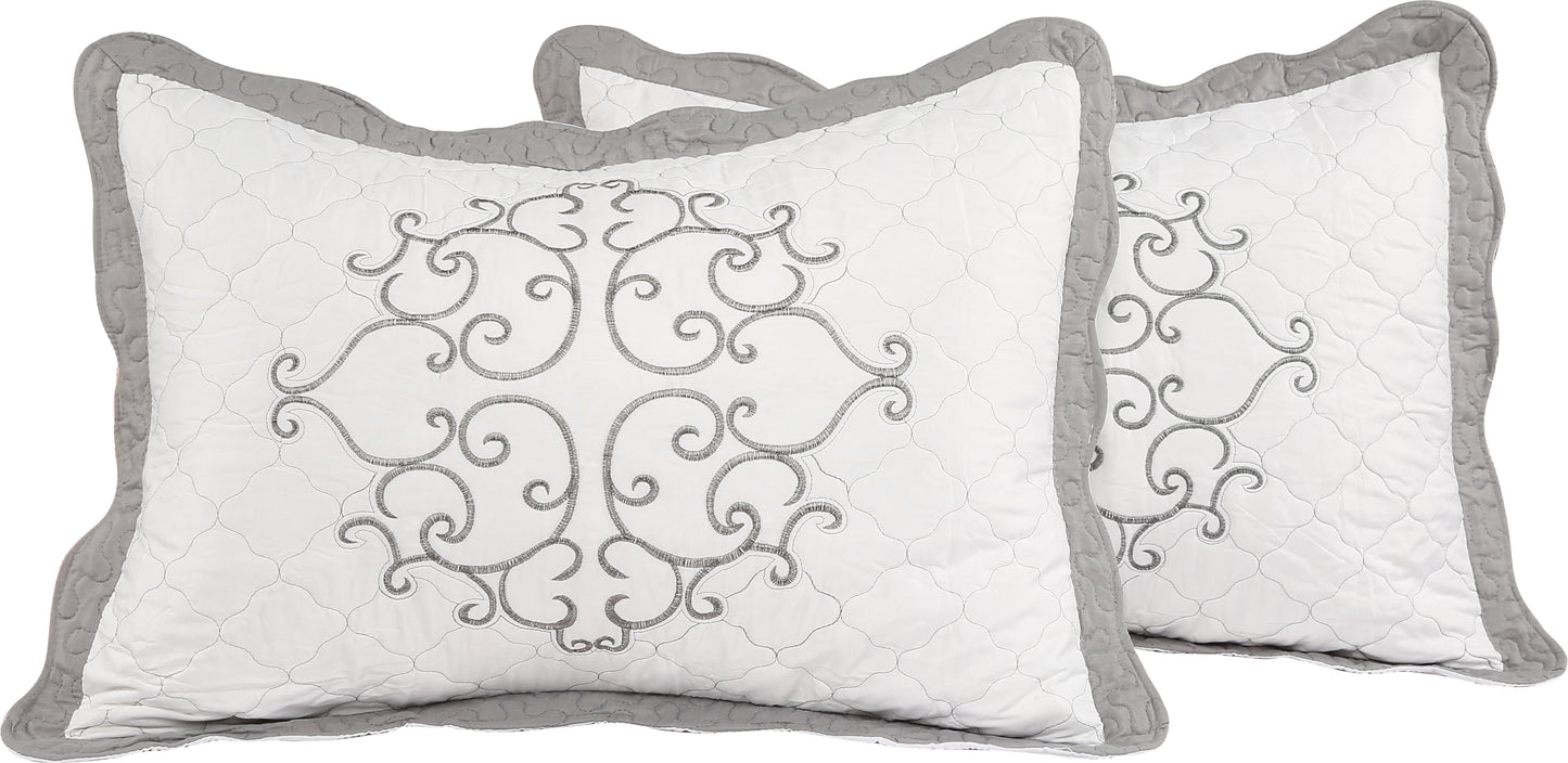 Embroidered Stitching Soft Bedding Solid Summer Quilt Set