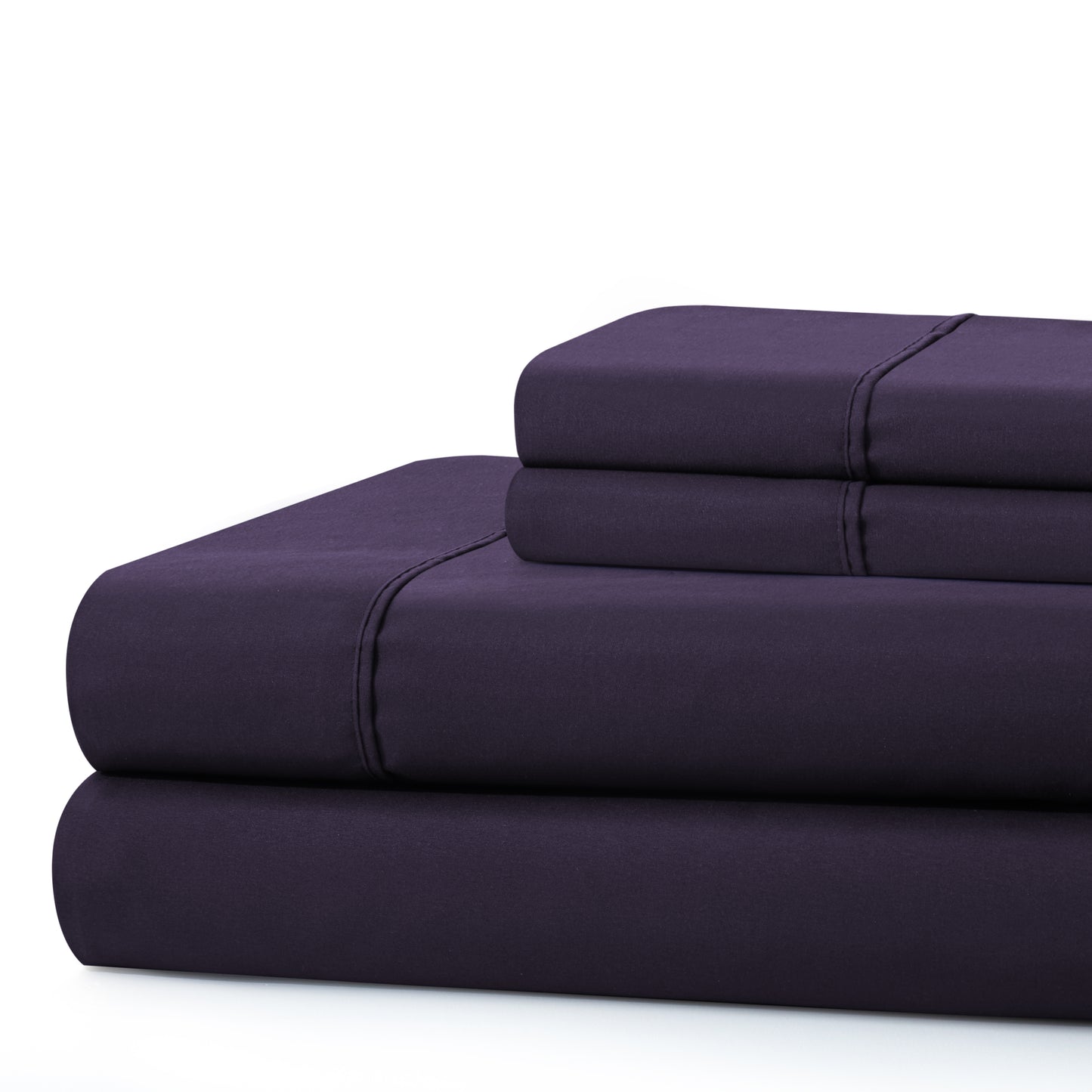 600 Thread Count Cotton Percale Soft Deep Pocket Solid Bedding All Season Sheet Set, Eggplant