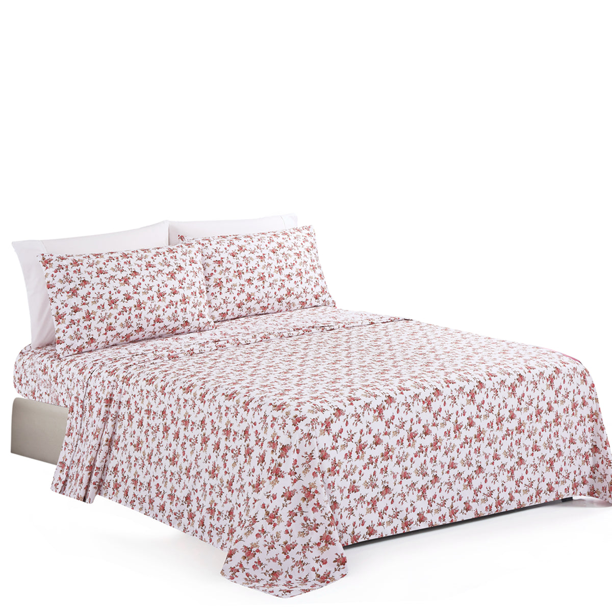 Printed Rayon from Bamboo Soft Deep Pocket Bedding All Season Sheet Set, Pink Small Ditsy Floral