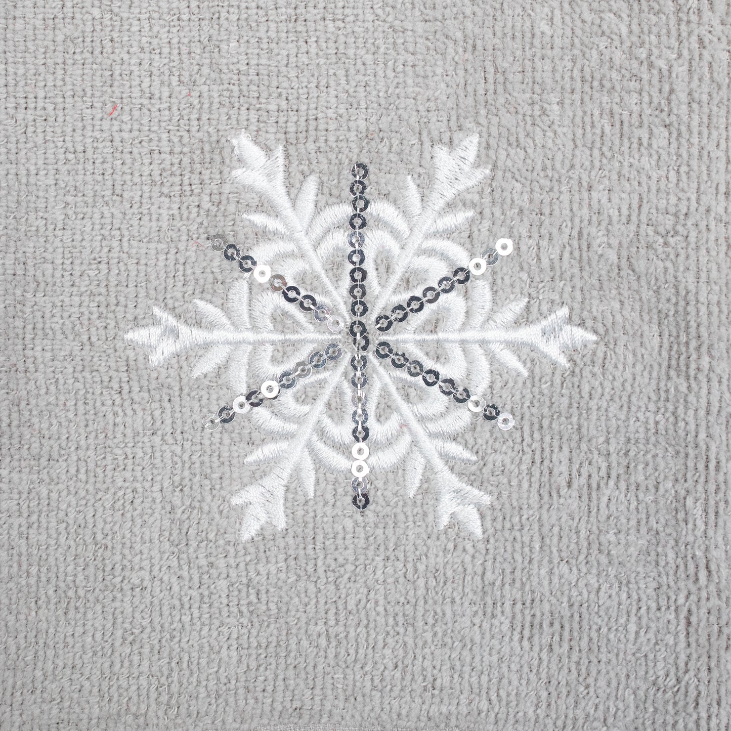 Premium Luxury Xmas Decor Soft 100% Cotton Embroidered Bathroom Christmas 3 Piece Towel Set, Grey Snowflake