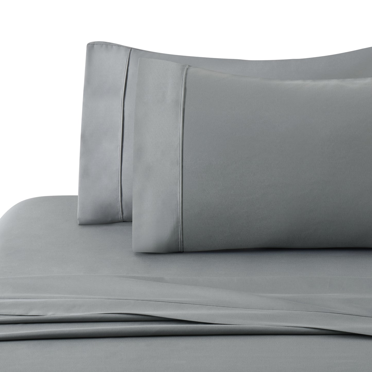 600 Thread Count Cotton Percale Soft Deep Pocket Solid Bedding All Season Sheet Set, Grey