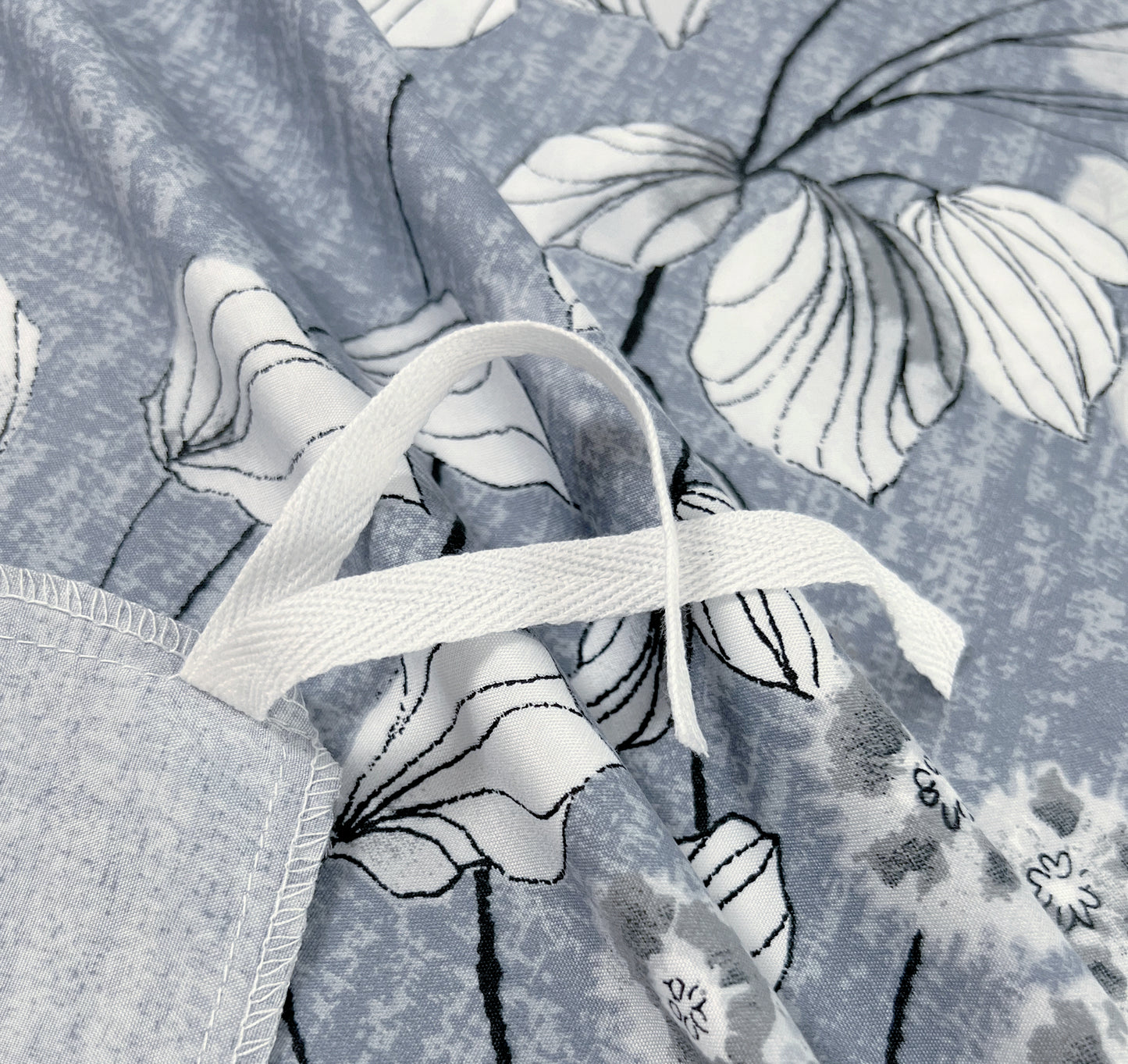 Printed Rayon from Bamboo Soft All Season Duvet Cover Fitted Sheet Ensemble Bedding Set with Zipper and Corner Tie, Inkwash Floral