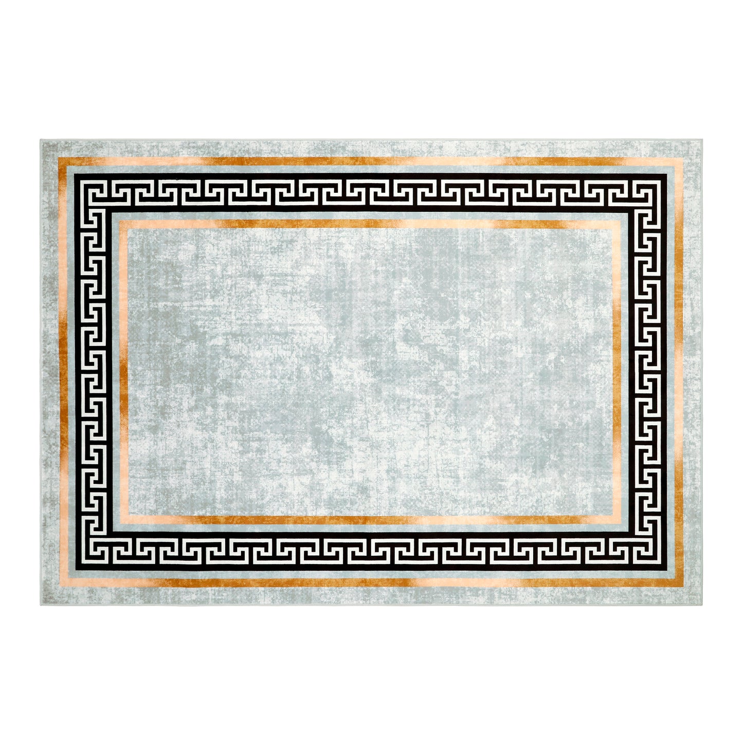 Decor Non-Slip Back Soft Area Carpet Floor Area Rug Indoor Accent Decorative Mat, Modern Gold Border Black Greek Key Design, 5 x 7 Feet