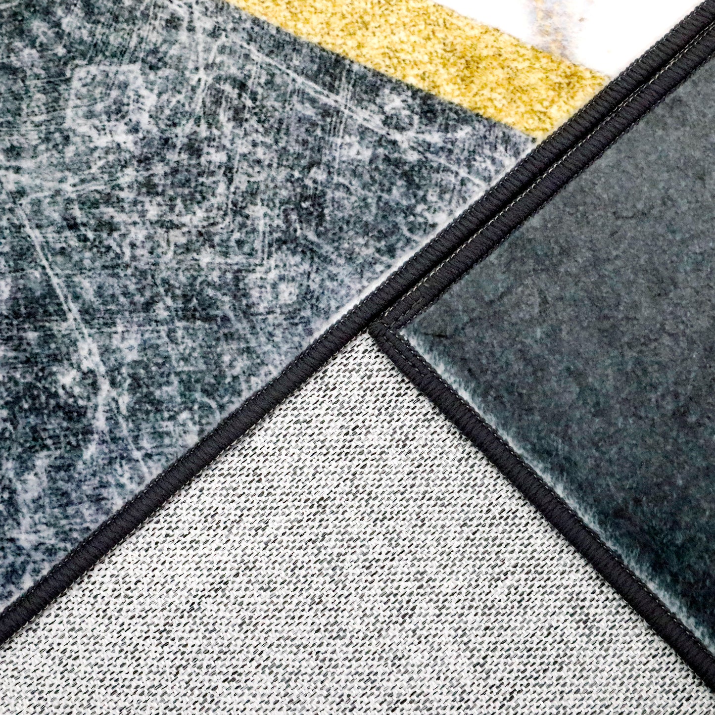 Decor Non-Slip Back Soft Area Carpet Floor Area Rug Indoor Accent Decorative Mat, Modern Black Grey Gold Geometric Marble Design, 5 x 7 Feet