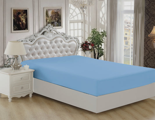 Solid Rayon from Bamboo Soft Silky Deep Pocket All Season Bedding Wrinkle Free Fitted Sheet, Light Blue