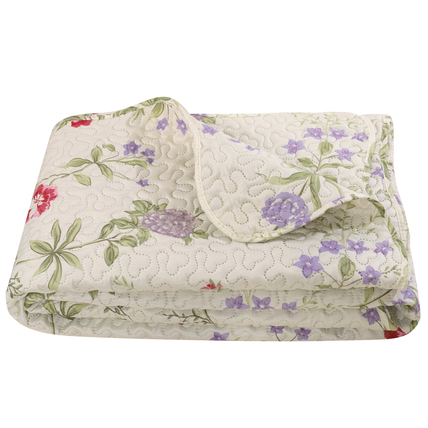 Printed Embossed Pinsonic Soft Bedding Summer Quilt Set, Light Floral