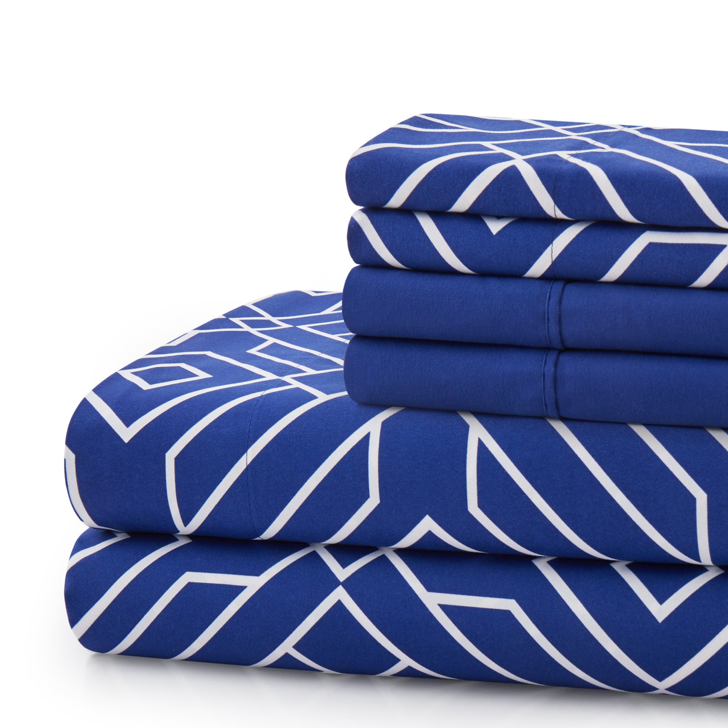 Printed Rayon from Bamboo Soft Deep Pocket Bedding All Season Sheet Set, Blue Geometric