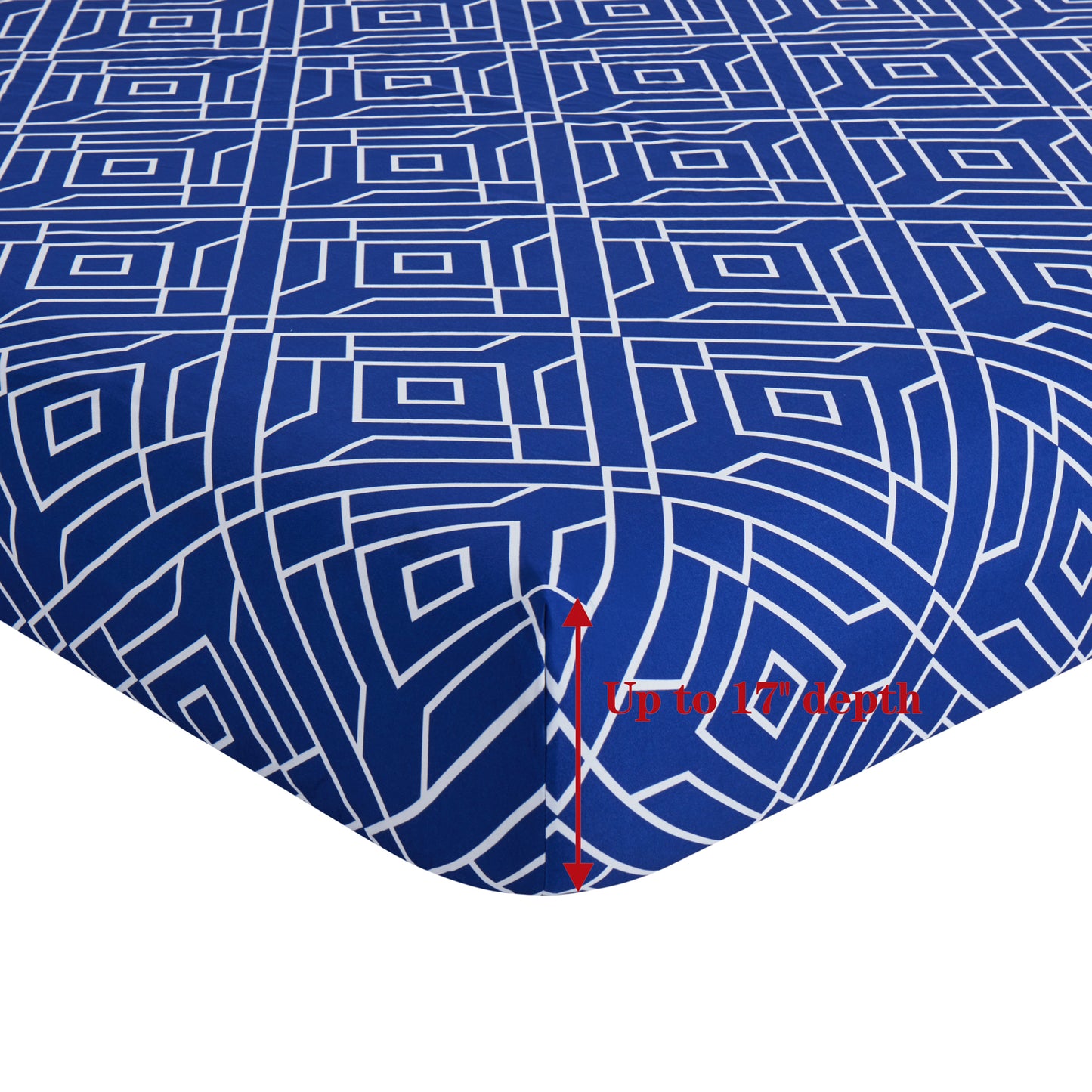 Printed Rayon from Bamboo Soft Deep Pocket Bedding All Season Sheet Set, Blue Geometric