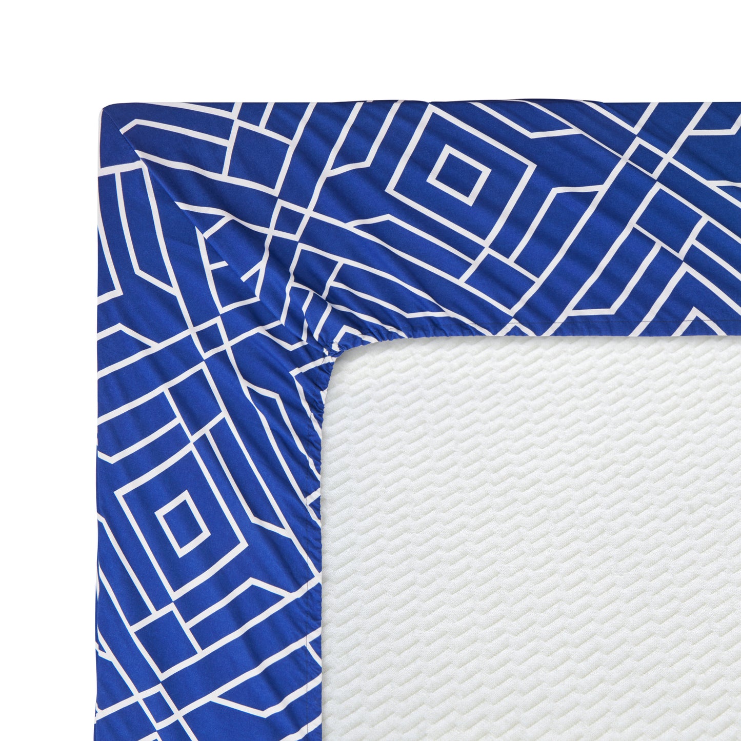 Printed Rayon from Bamboo Soft Deep Pocket Bedding All Season Sheet Set, Blue Geometric