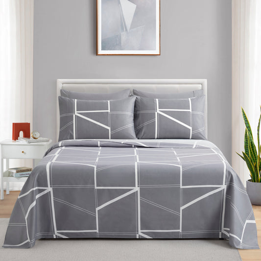 Printed Rayon from Bamboo Soft Deep Pocket Bedding All Season Sheet Set, Modern Fantasy Geometric