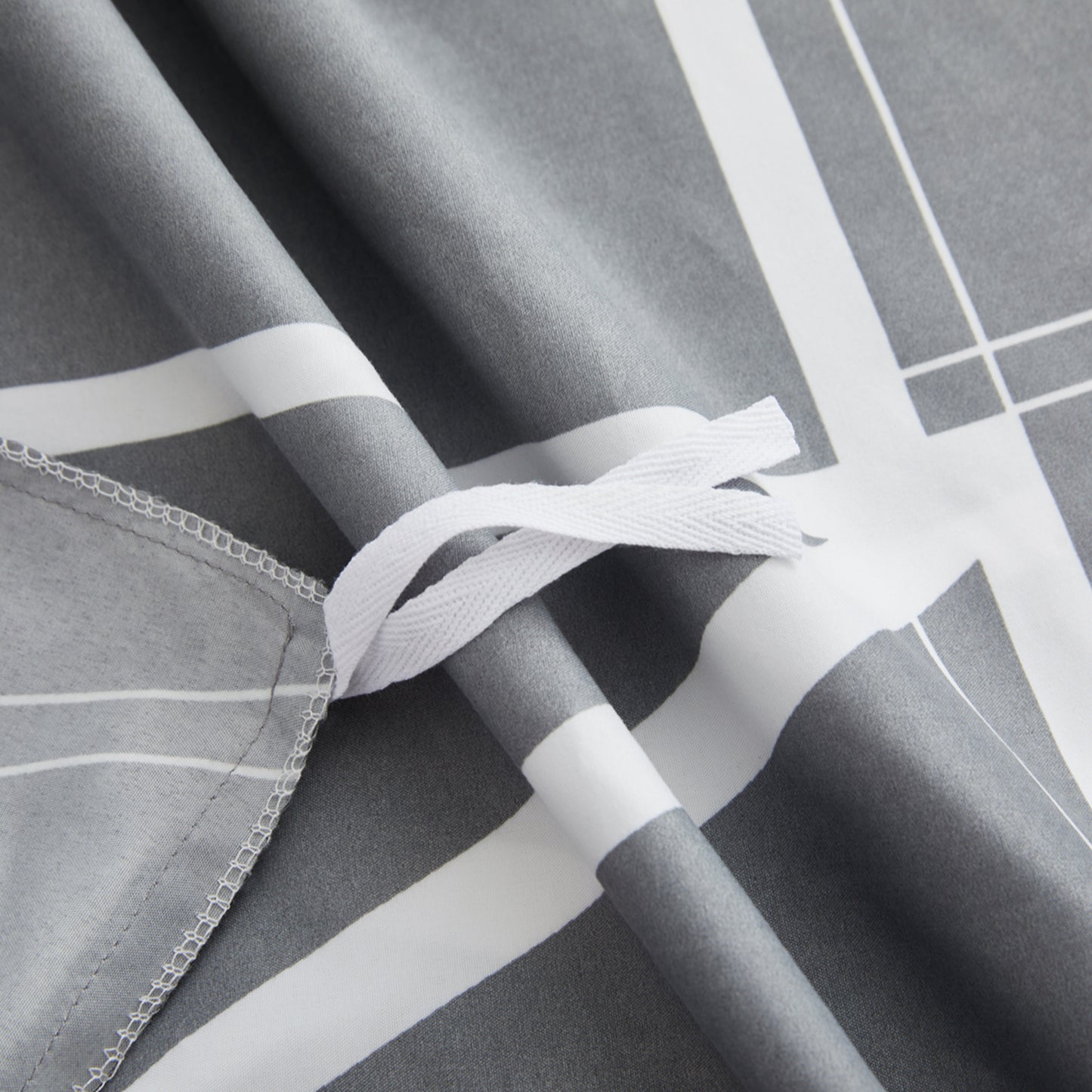 Printed Rayon from Bamboo Soft All Season Duvet Cover Fitted Sheet Ensemble Bedding Set with Zipper and Corner Tie, Grey Geometric
