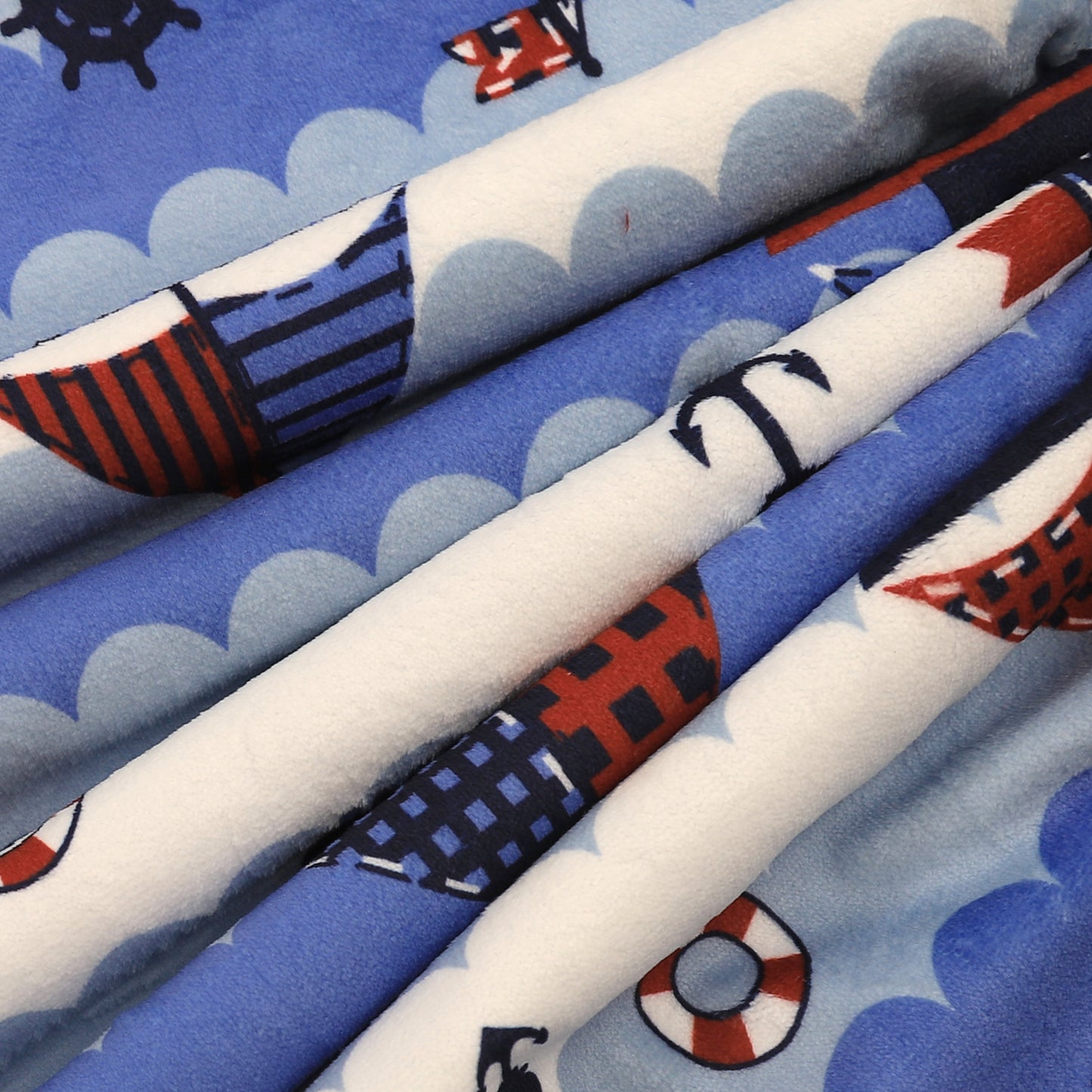 Kid Printed Fluffy Plush Soft Warm Flannel Fleece Children Throw Sherpa Kids Blanket, 40" x 50" Nautical Sailing Boat