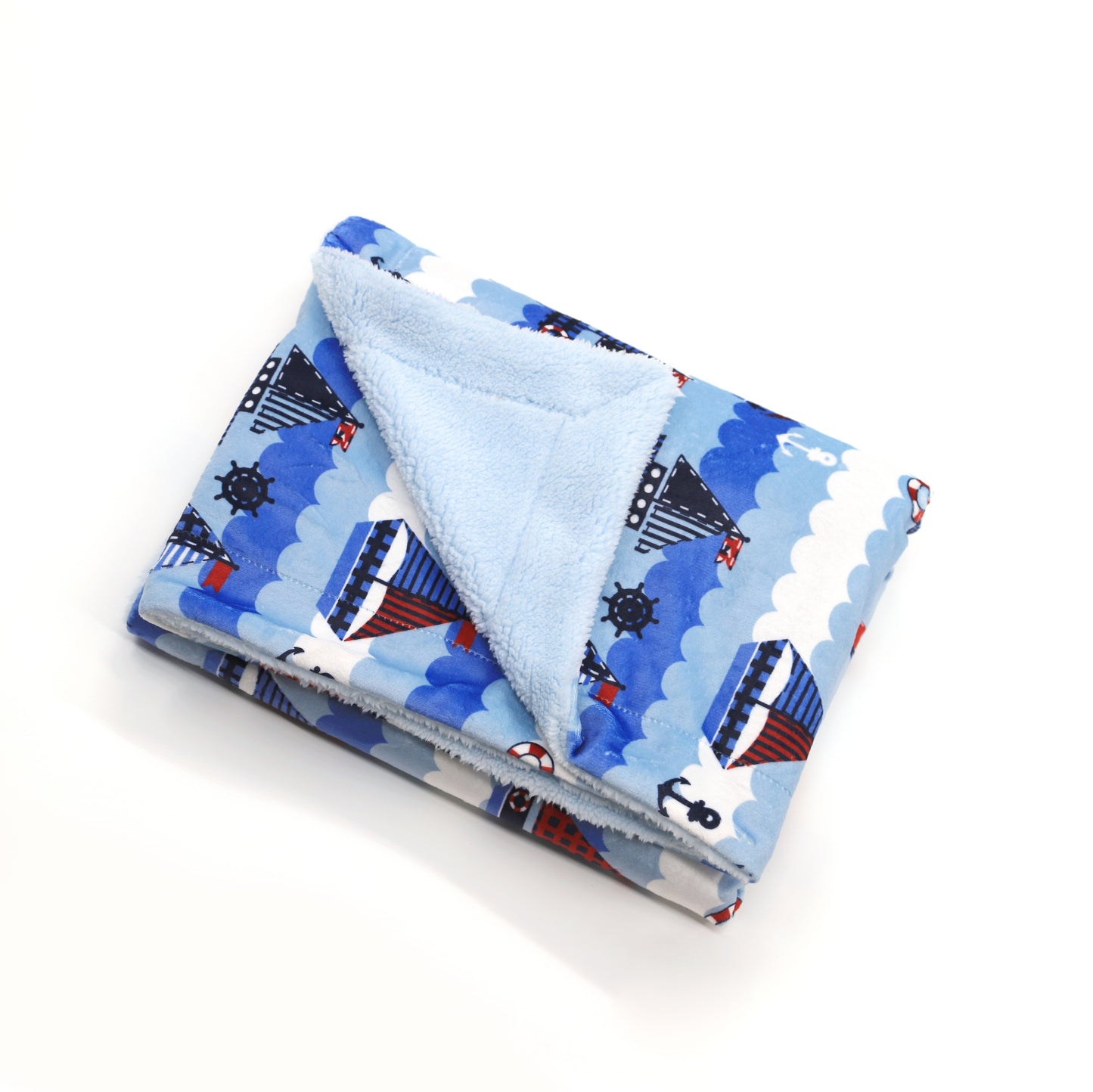 Kid Printed Fluffy Plush Soft Warm Flannel Fleece Children Throw Sherpa Kids Blanket, 40" x 50" Nautical Sailing Boat