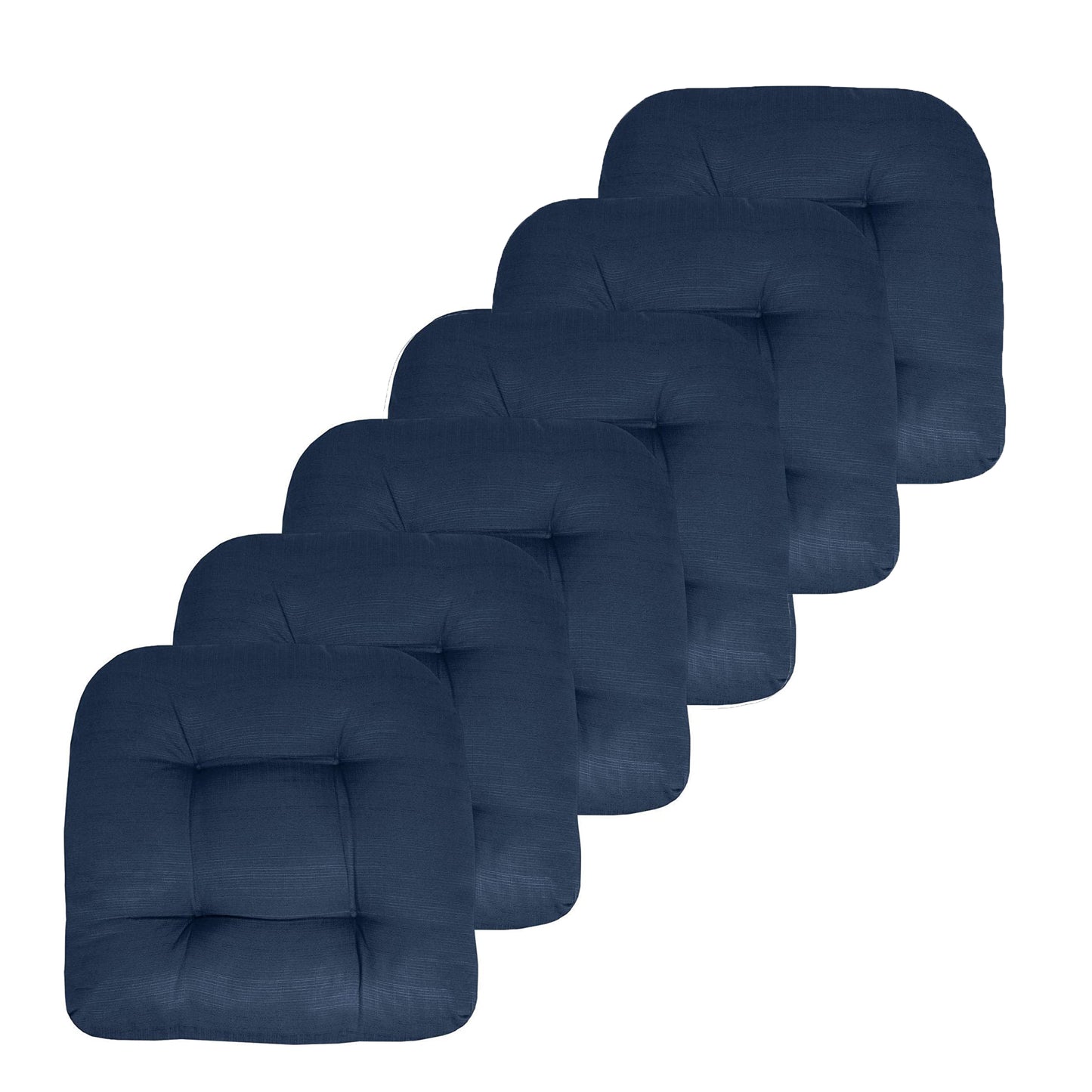 Premium Thick Comfy Seat Patio Pad Tufted Textured Solid Outdoor Chair Cushion 19 x 19 x 4 Inch, Navy Blue