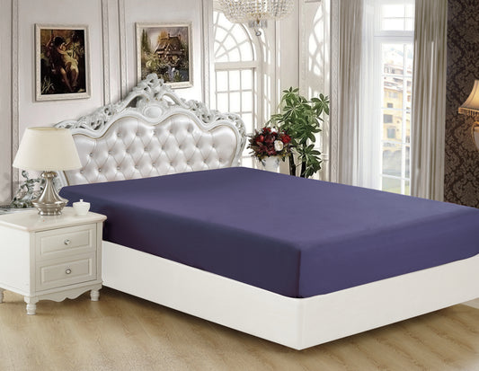 Solid Rayon from Bamboo Soft Silky Deep Pocket All Season Bedding Wrinkle Free Fitted Sheet, Navy Blue