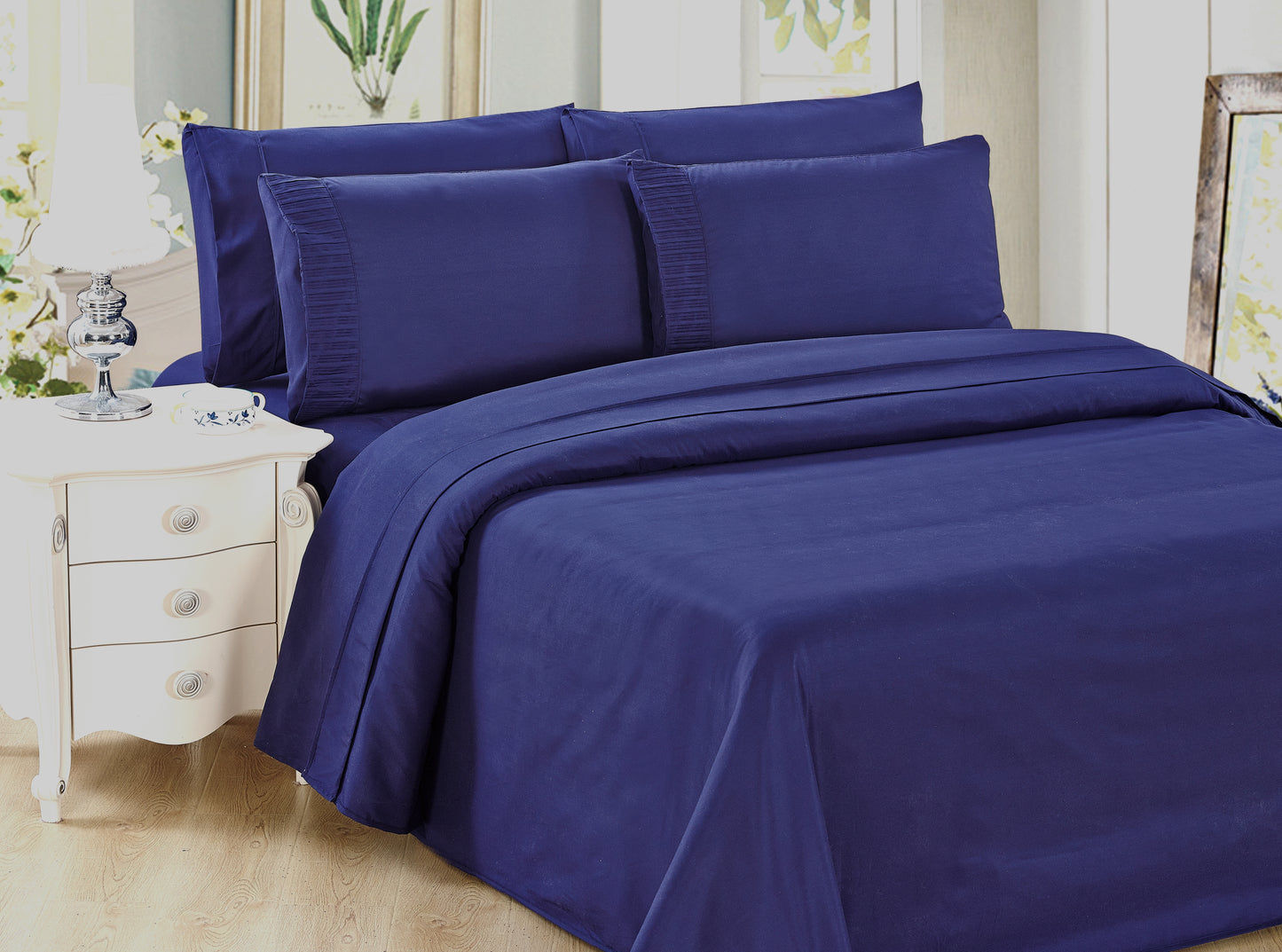 Back to School Sales Solid Navy Blue Bedding Set Full Size