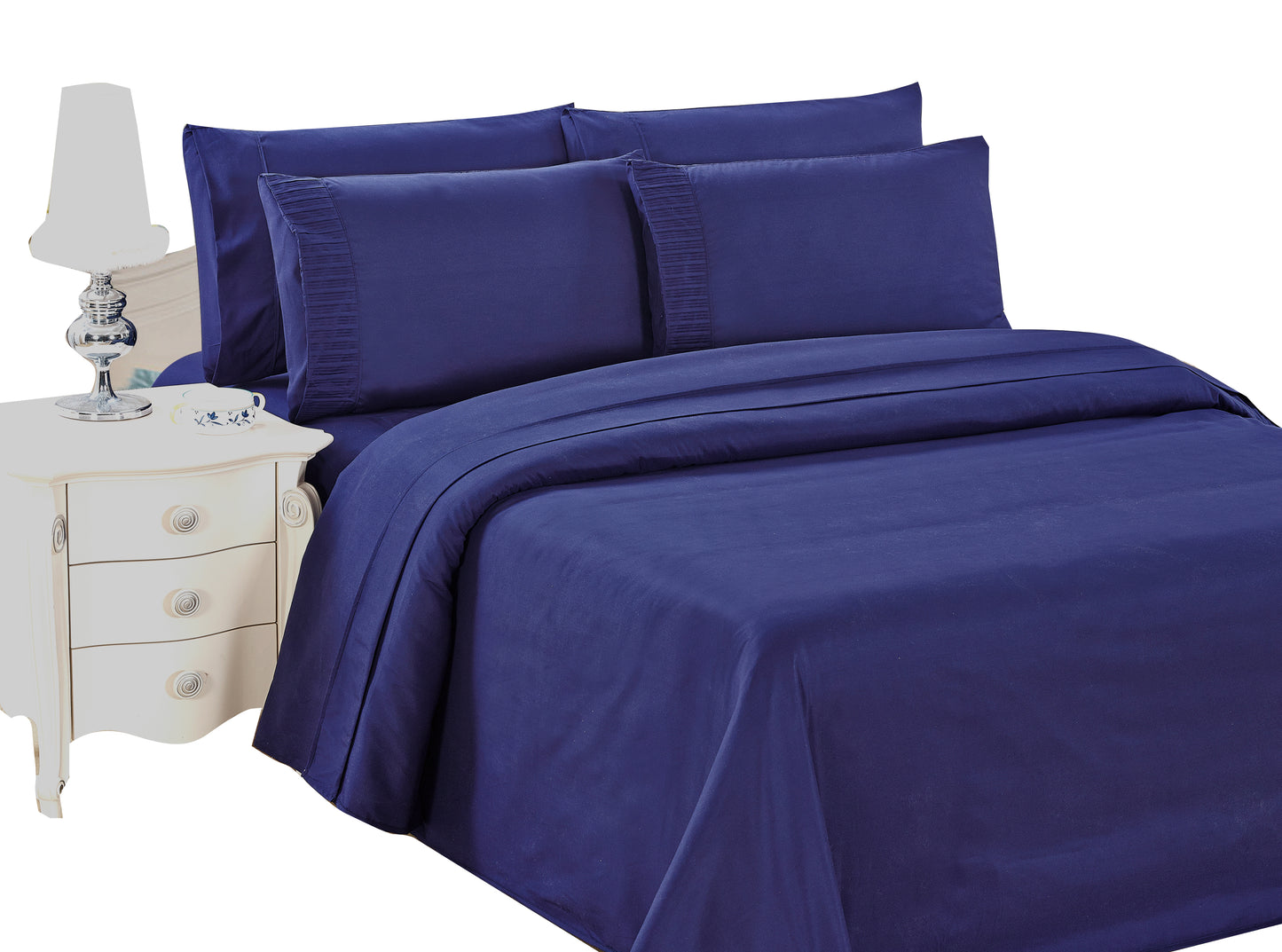 Back to School Sales Solid Navy Blue Bedding Set Full Size