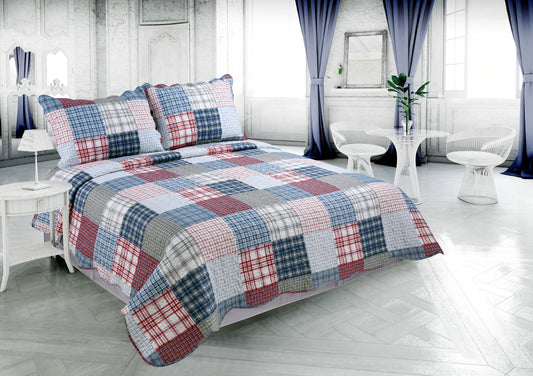 Printed Stitching Coverlet Bedspread Soft Bedding Summer Quilt Set, Modern Multi Color Plaid