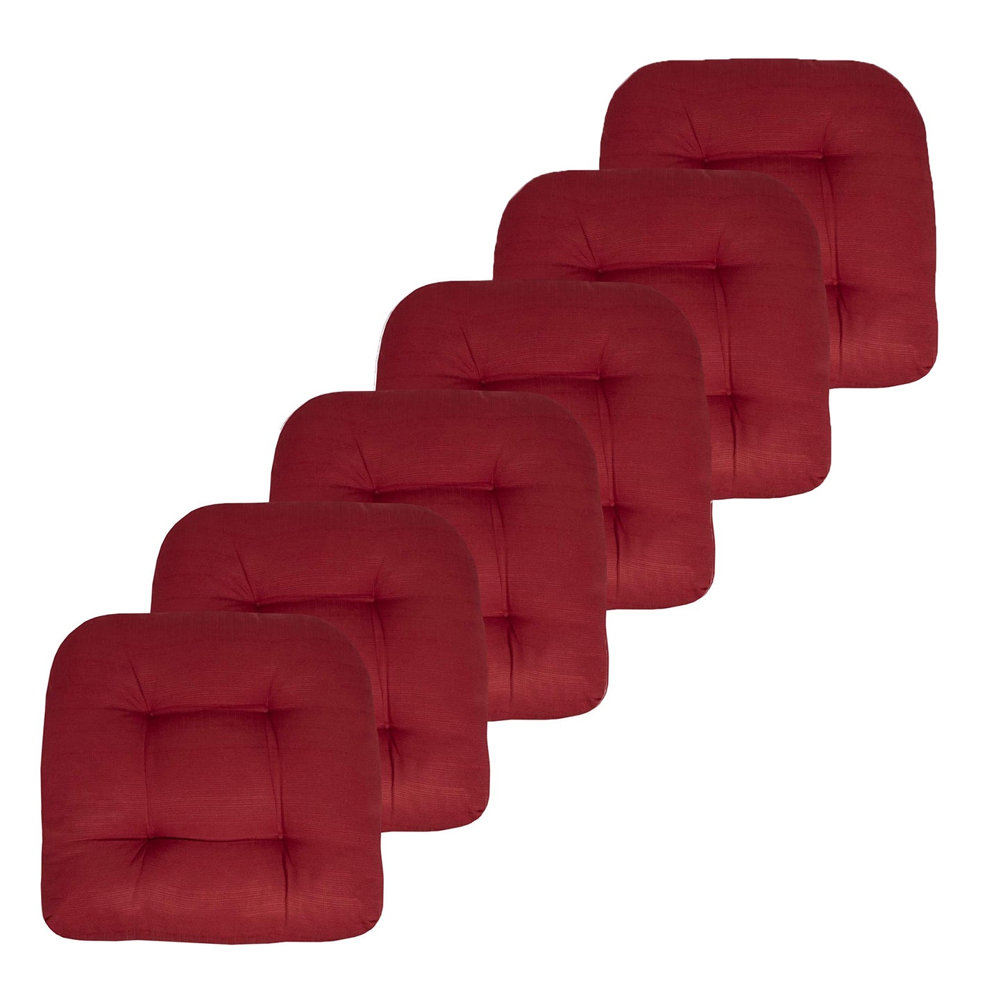 Premium Thick Comfy Seat Patio Pad Tufted Textured Solid Outdoor Chair Cushion 19 x 19 x 4 Inch, Red