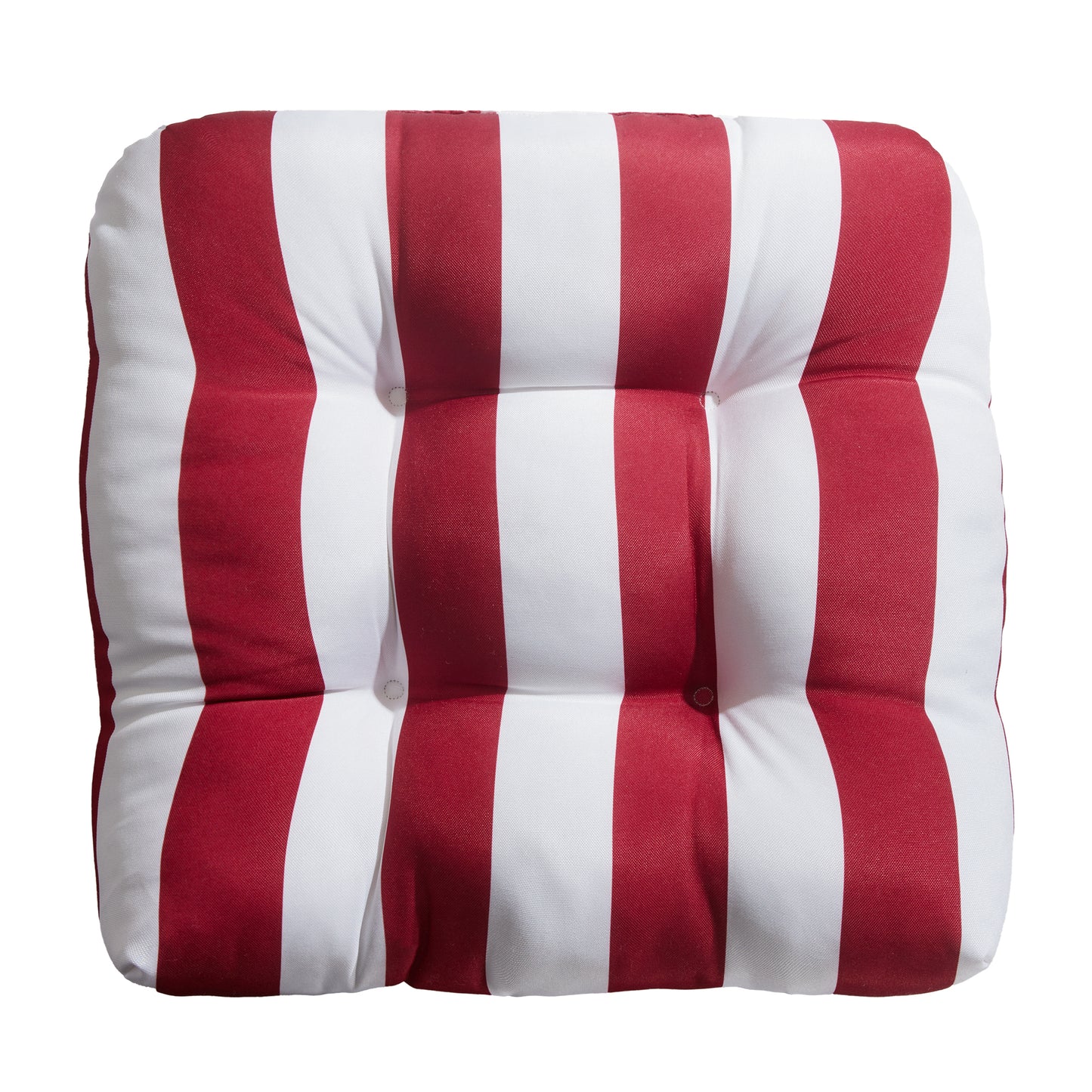 Premium Thick Comfy Seat Patio Pad Tufted Textured Printed Outdoor Chair Cushion 19 x 19 x 4 Inch, Red White Stripes