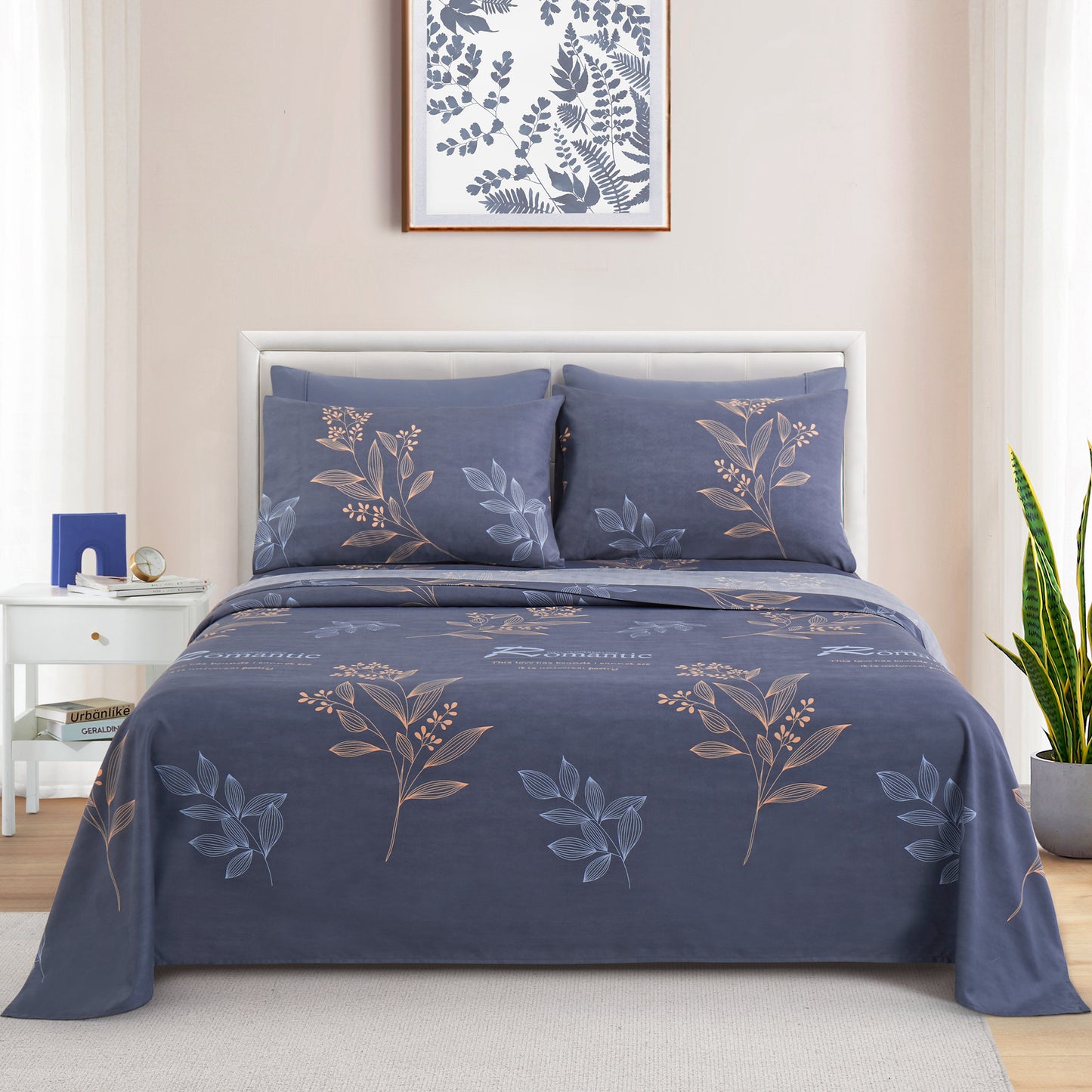Printed Rayon from Bamboo Soft Deep Pocket Bedding All Season Sheet Set, Romantic Floral