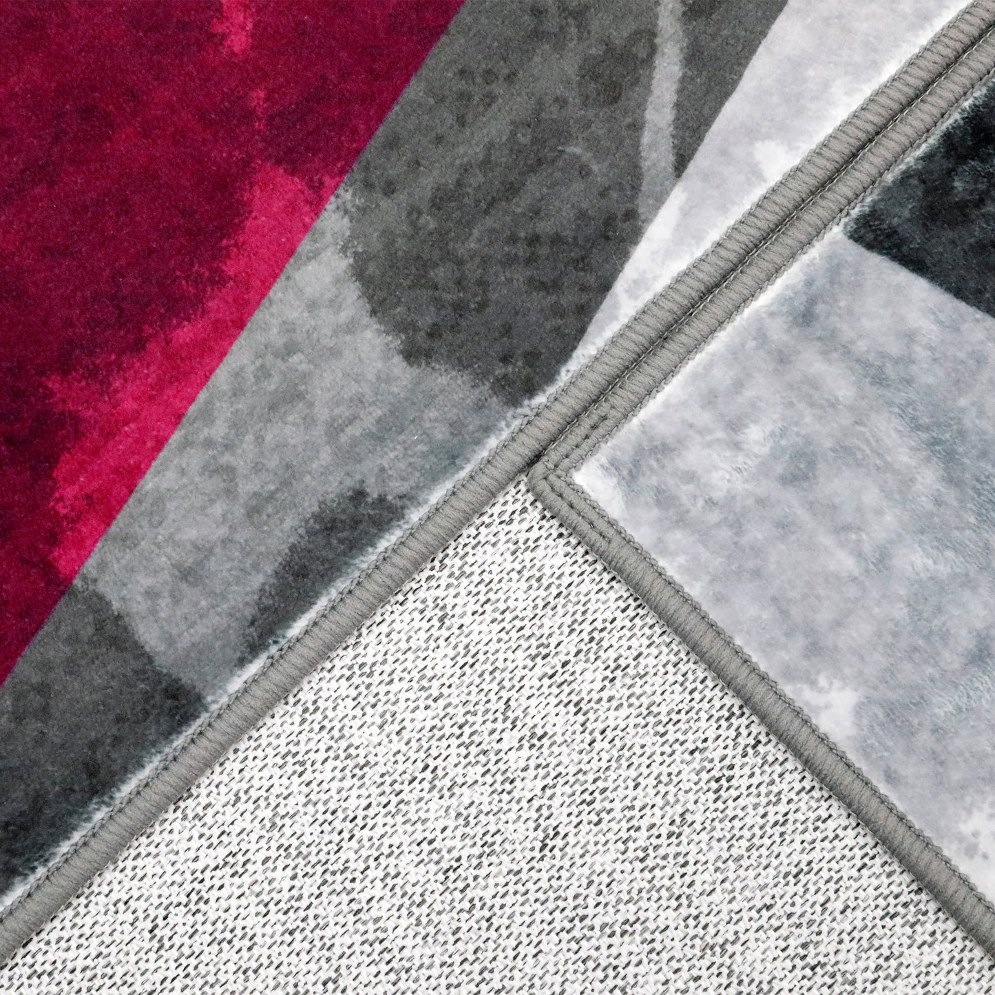 Decor Non-Slip Back Soft Area Carpet Floor Area Rug Indoor Accent Decorative Mat, Modern Grey Silver Burgundy Marble Design, 5 x 7 Feet