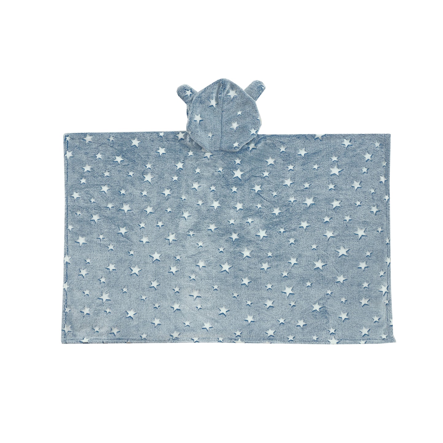Glow in the Dark Kids Wearable Hoodie Blanket for Boys Girls Soft Warm Flannel Fleece Hooded Sweatshirt, 110 x 75 cm Blue Star