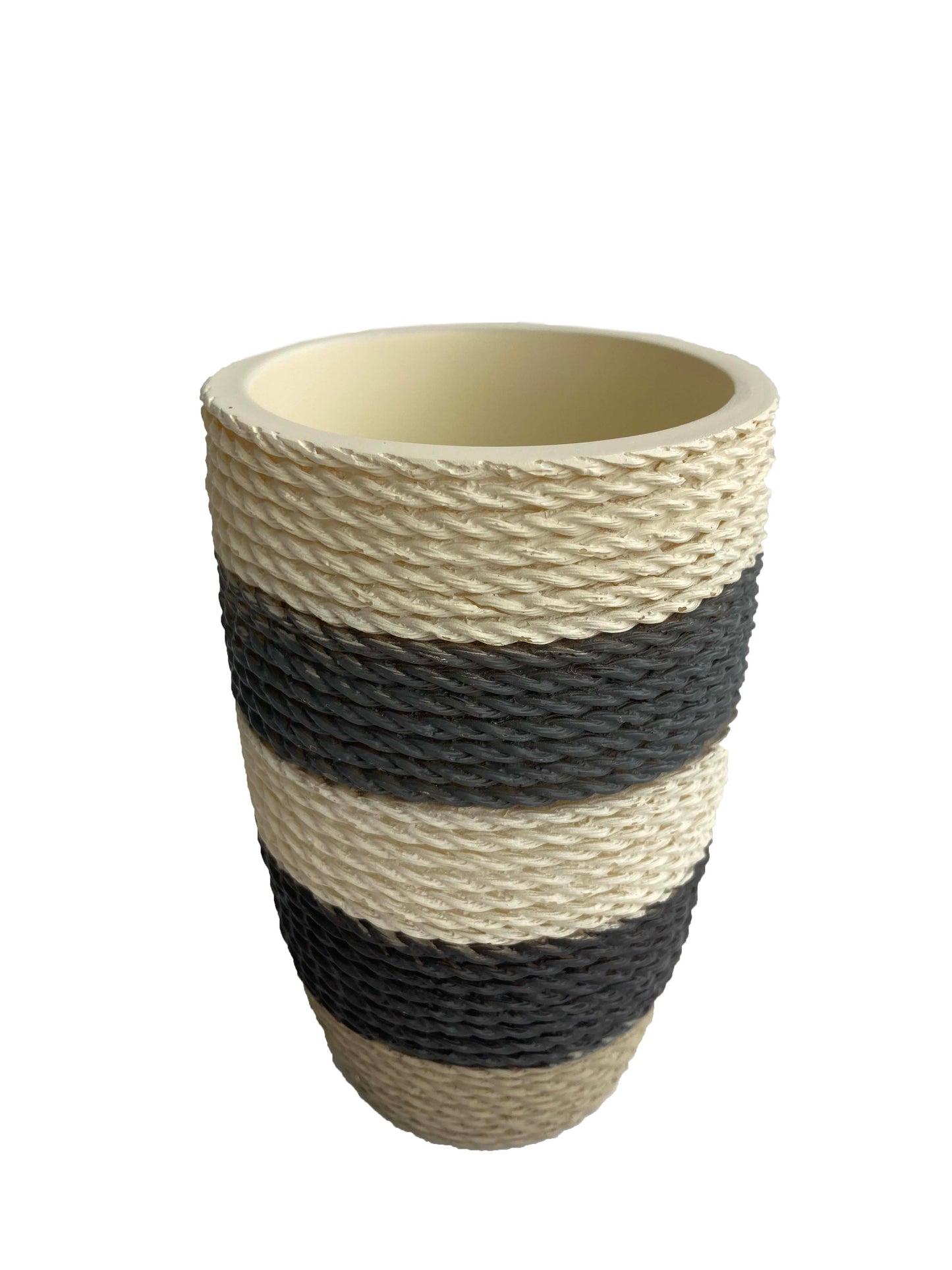 Modern Luxury Décor Bath Accessory Ensemble Bathroom Lotion Dispenser Toothbrush Holder Tumbler Soap Dish, Black White Stripes