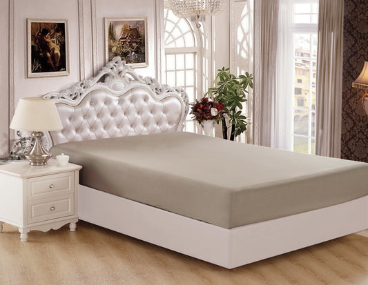 Solid Rayon from Bamboo Soft Silky Deep Pocket All Season Bedding Wrinkle Free Fitted Sheet, Taupe